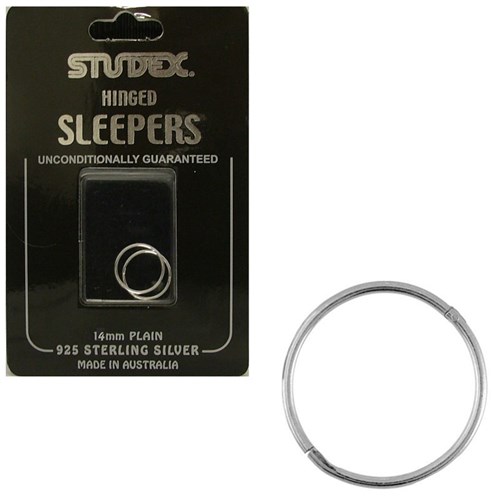 Medium Plain Sleepers 14mm Sterling Silver (925)